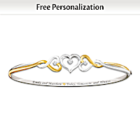 Two Hearts Become One Personalized Diamond Bracelet