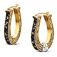 "Black Beauty" Sapphire And Diamond Horseshoe Earrings