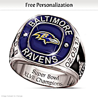 Super Bowl XLVII Champions Ravens Personalized Men's Ring