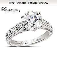 Diamonesk "Love's Perfection" Engagement-Style Engraved Ring