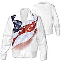 American Sparkle US Flag-Inspired Front-Zip Knit Jacket