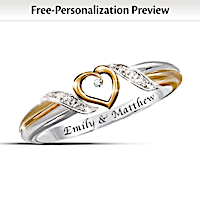 "Heart Of Love" Diamond Ring With 2 Engraved Names