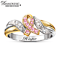 "Hope's Embrace" Breast Cancer Support Engraved Ring