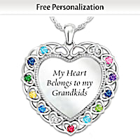 "My Heart Belongs To My Grandkids" Personalized Necklace