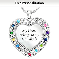 Birthstone My Heart, My Grandkids Personalized Necklace