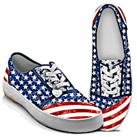 "American Pride" Sneakers With Distressed Denim Look