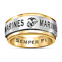 "USMC Semper Fi" 24K Gold Ion-Plated Men's Spinning Ring