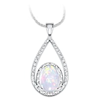 Opulence Australian Opal And Diamond Pendant Necklace 