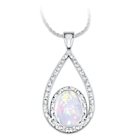 Opulence Australian Opal And Diamond Pendant Necklace 