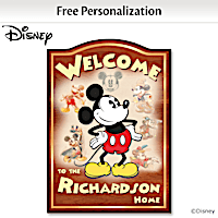 Mickey Mouse Wooden Welcome Sign Personalized With Your Name