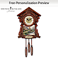 Personalized Wall Clock With 4 Thomas Kinkade Art Plaques