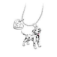 Playful Pup Diamond Pendant Necklace - Dalmatian