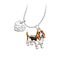 Playful Pup Diamond Pendant Necklace - Basset Hound