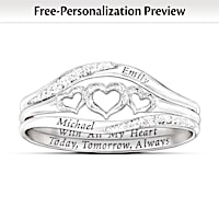 "With All My Heart" Name-Engraved Diamond Stacking Ring