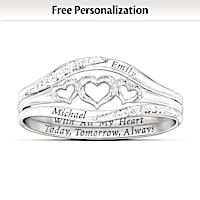 "With All My Heart" Name-Engraved Diamond Stacking Ring