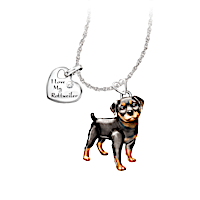 Playful Pup Diamond Pendant Necklace - Rottweiler