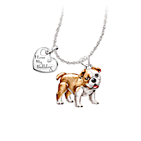 Playful Pup Diamond Pendant Necklace - Bulldog