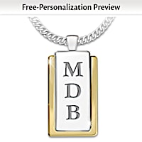 "My Father, My Hero" Initials-Engraved Dog Tag Pendant