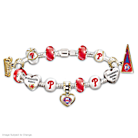 Philadelphia Phillies Charm Bracelet With Crystal