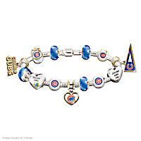 Chicago Cubs Charm Bracelet With Crystal