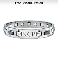 "Optimum" Men's Titanium Magnetic Monogrammed Bracelet