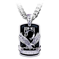 Never Forgotten POW And MIA Dog Tag Pendant Necklace