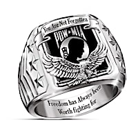 "Never Forgotten" POW-MIA Tribute Men's Ring