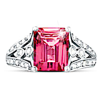 Luxury Pink Topaz & Diamond Ring