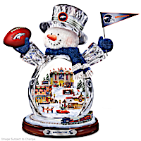 Denver Broncos Crystal Snowman With Moving Train