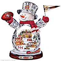 San Francisco 49ers Crystal Snowman With Moving Train