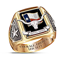 "Texas Pride" Diamond And Black Onyx Hand-Enameled Ring