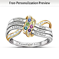 "Our Family's Forever Love" Name-Engraved Birthstone Ring
