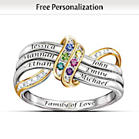 "Our Family's Forever Love" Name-Engraved Birthstone Ring