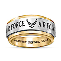 U.S. Air Force Ring In Stainless Steel With Spinning Center