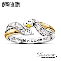 12 Simulated Diamonds Happiness Is PEANUTS Ring