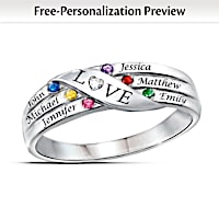 Diamond & Birthstone Family Together Personalized Ring