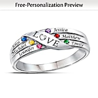 Love Holds Our Family Together Ring With Names & Birthstones
