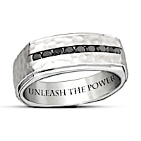 "Thor's Hammer" Black Sapphire Stainless Steel Men's Ring