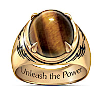 "Tiger's Eye" Men's Ring With Engraved Statement