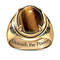 Tiger's Eye Men's Ring With Engraved Statement