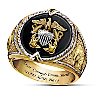 Honor, Courage And Commitment Men's U.S. Navy Tribute Ring