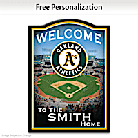Oakland Athletics Wooden Welcome Sign Personalized With Name
