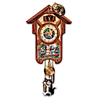 J&#252;rgen Scholz "Happy Tails" Kitten Art Wall Clock