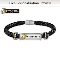 "USMC Semper Fi" Personalized Men's ID Bracelet