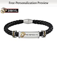 USMC Semper Fi Personalized Men's Bracelet