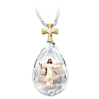 "Divine Inspiration" Crystal Pendant With Image of Jesus