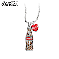"COCA-COLA Crystal Bottle Pendant" With Enameled Heart Charm