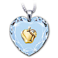 "Heart Of A Teacher" Crystal Pendant With A Golden Apple