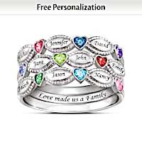 Birthstone My Family, My Love Personalized Ring Set