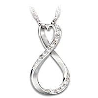 Infinity Engraved Diamond Pendant Necklace For Granddaughter
